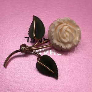 Vintage ivory roses pin